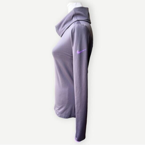 Nike Dri-Fit Long Sleeve Purple Pullover Cowlneck Top with Thumb Holes. Small. - Picture 4 of 10
